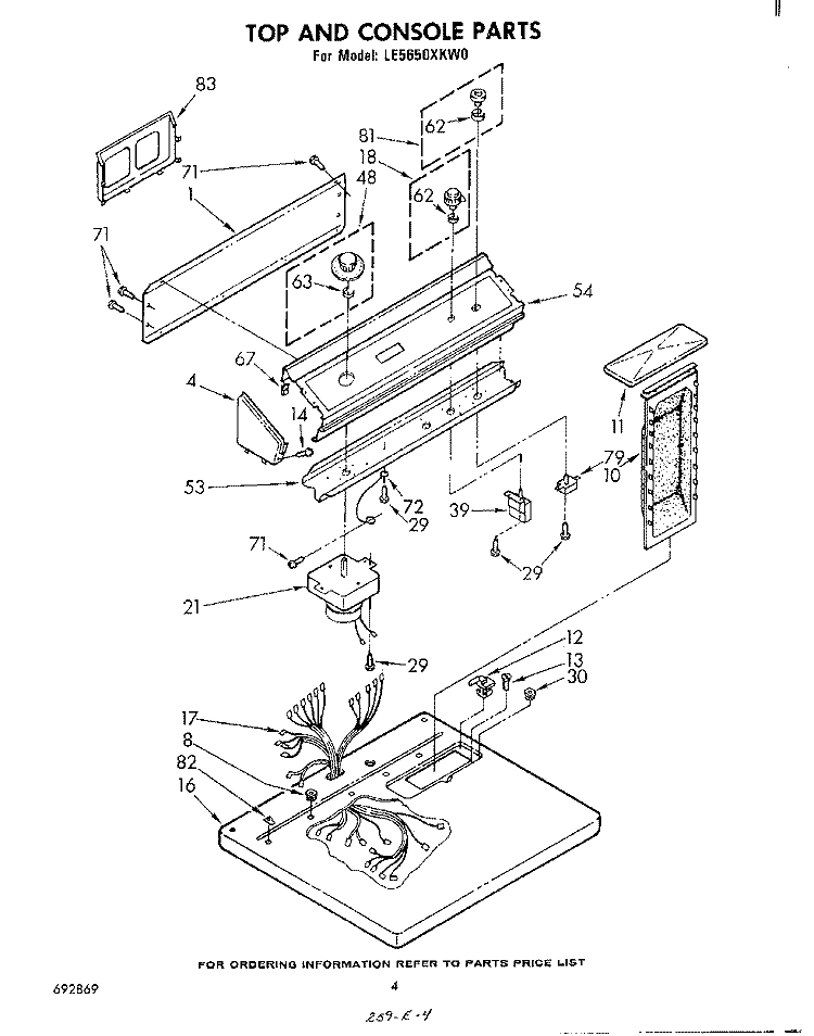 SECTION Diagram and Parts List for LE5650XKW0  Whirlpool Dryer