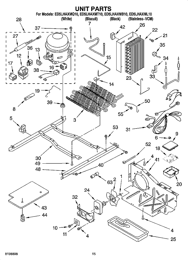 UNIT PARTS Diagram and Parts List for ED5LHAXMB10  Whirlpool Refrigerator