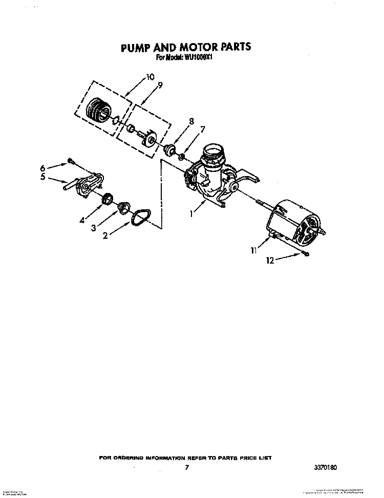 PUMP AND MOTOR, LIT/OPTIONAL Diagram and Parts List for WU1000X1  Roper Dishwasher