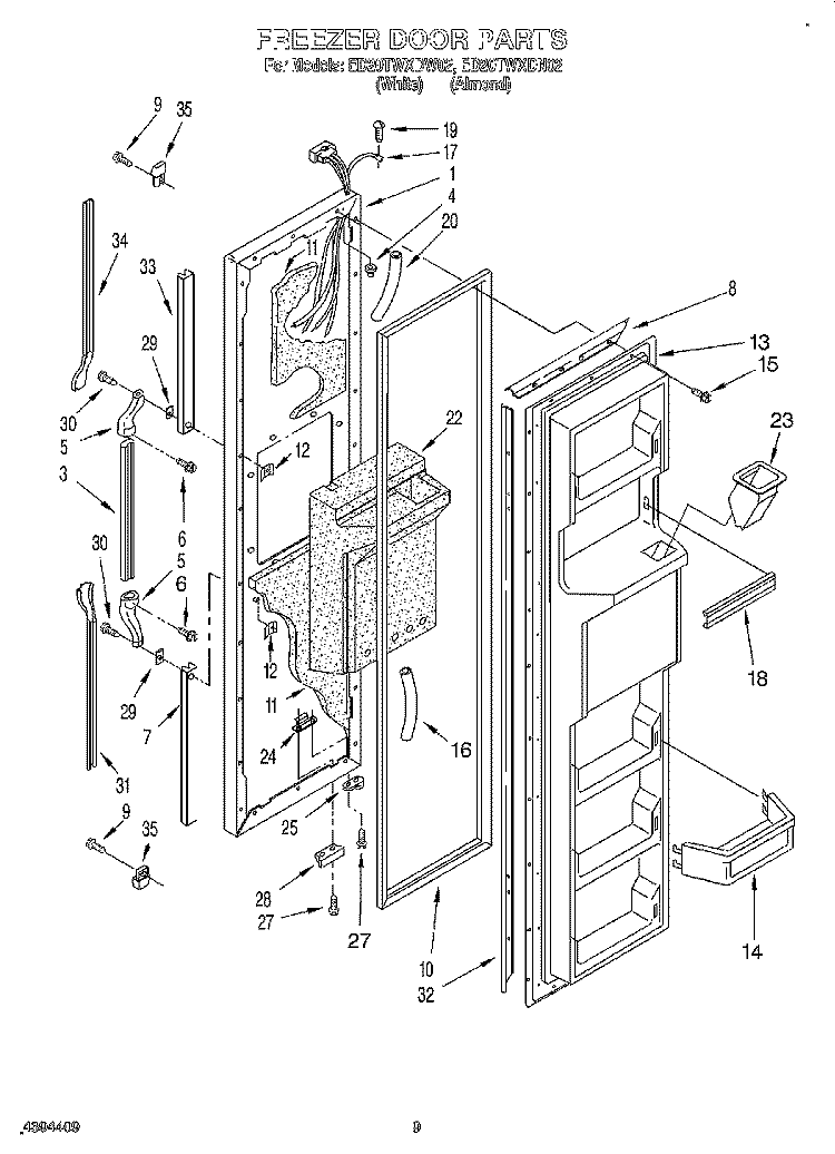 FREEZER DOOR Diagram and Parts List for ED20TWXDN02  Whirlpool Refrigerator