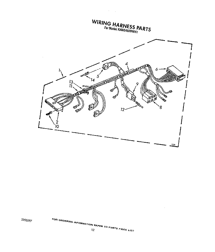 WIRING HARNESS Diagram and Parts List for KAWE460WAL1  KitchenAid Washer