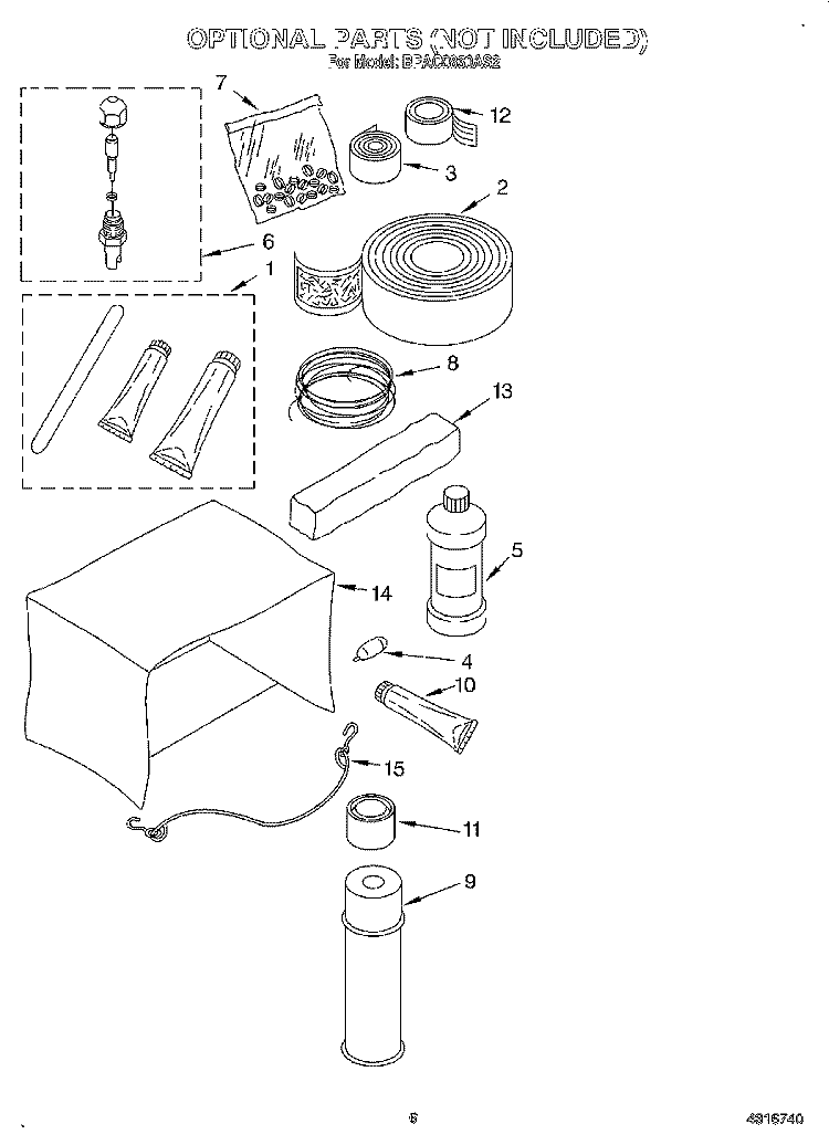 OPTIONAL Diagram and Parts List for BPAC0830AS2  KitchenAid Air Conditioner
