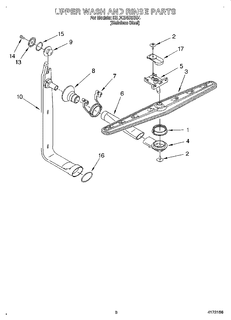 UPPER WASH AND RINSE Diagram and Parts List for KUDC24SESS4  KitchenAid Dishwasher