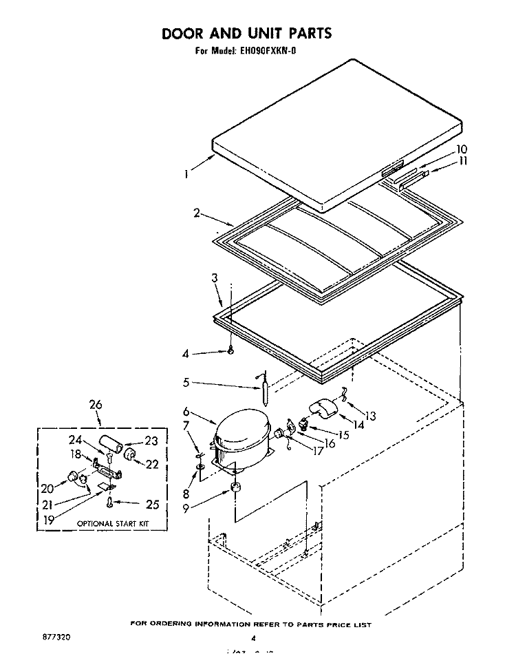SECTION Diagram and Parts List for EH090FXKN0  Whirlpool Freezer