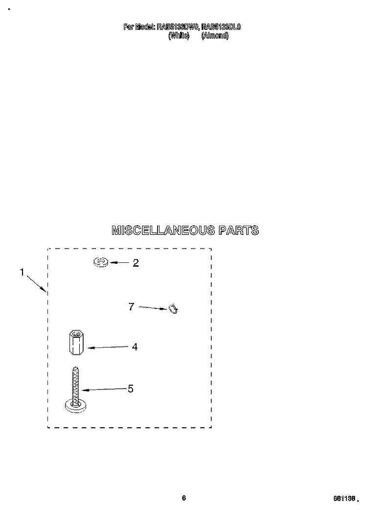MISCELLANEOUS Diagram and Parts List for RAB5133DL0  Roper Washer