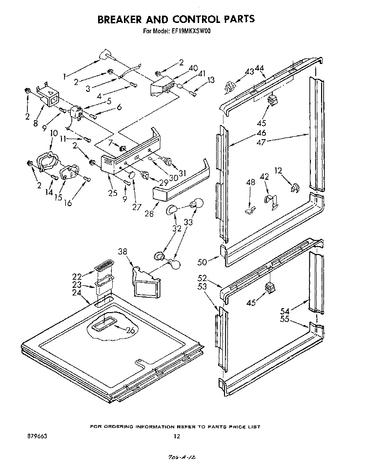 BREAKER AND CONTROL Diagram and Parts List for EF19MKXSW00  Whirlpool Refrigerator