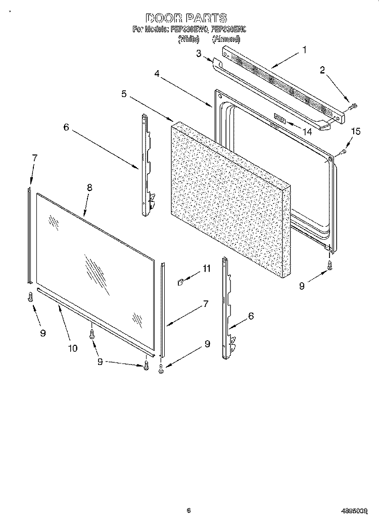 DOOR, LIT/OPTIONAL Diagram and Parts List for FEP330EN0  Roper Range