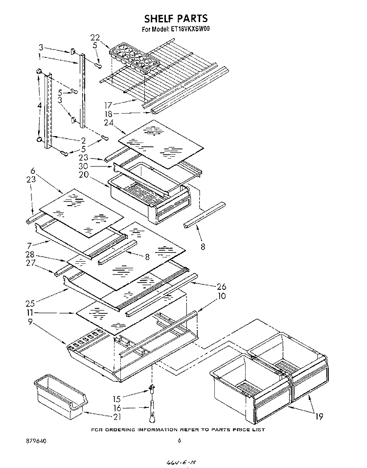 SHELF Diagram and Parts List for ET18VKXSW00  Whirlpool Refrigerator