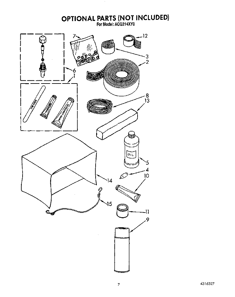 OPTIONAL Diagram and Parts List for ACQ214XY0  Whirlpool Air Conditioner