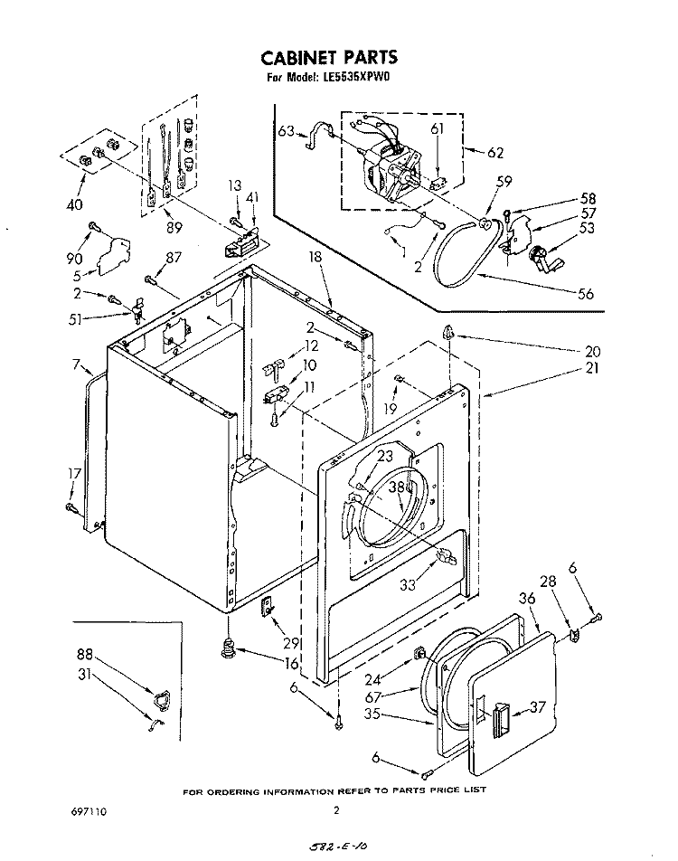 SECTION Diagram and Parts List for LE5535XPW0  Whirlpool Dryer