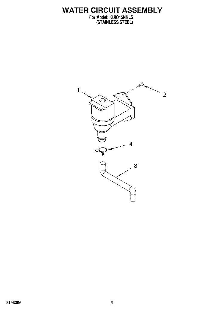 WATER CIRCUIT ASSEMBLY Diagram and Parts List for KUIO15NNLS  KitchenAid Ice Maker