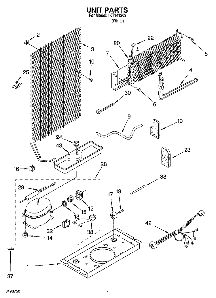 UNIT PARTS Diagram and Parts List for IKT141302  Inglis Refrigerator