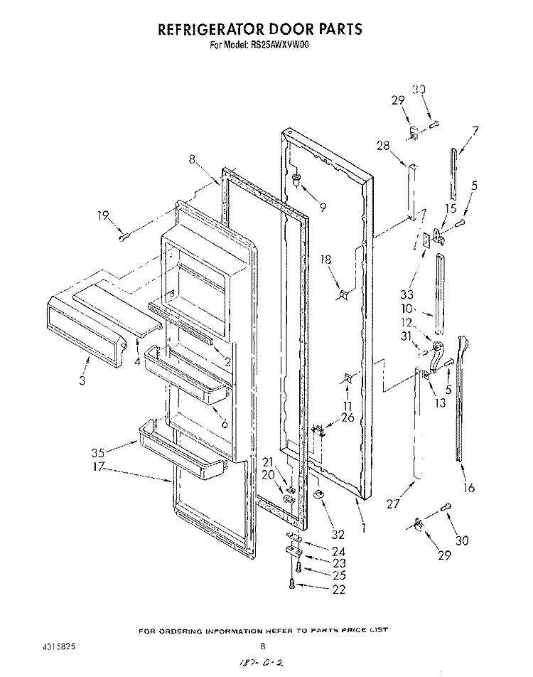 REFRIGERATOR DOOR Diagram and Parts List for RS25AWXVW00  Roper Refrigerator