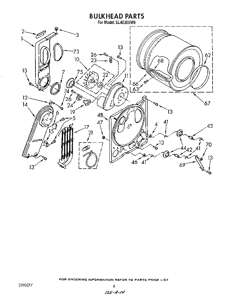 SECTION Diagram and Parts List for EL4030VL0  Roper Dryer