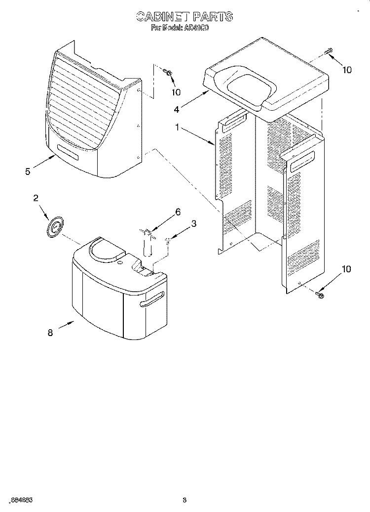 SECTION Diagram and Parts List for AD41G0  Whirlpool Dehumidifier