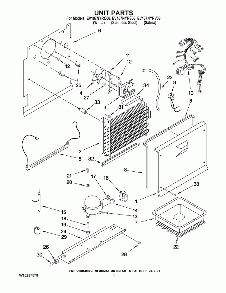 UNIT PARTS Diagram and Parts List for EV187NYRV06  Whirlpool Freezer