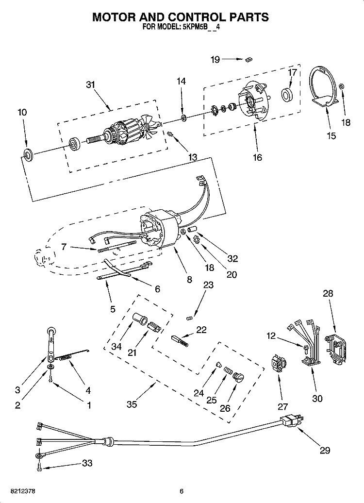 MOTOR AND CONTROL PARTS, OPTIONAL PARTS Diagram and Parts List for 5KPM5BWH4  KitchenAid Mixer