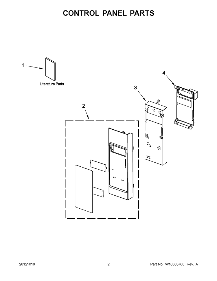 CONTROL PANEL PARTS Diagram and Parts List for WMH76718AS0  Whirlpool Microwave
