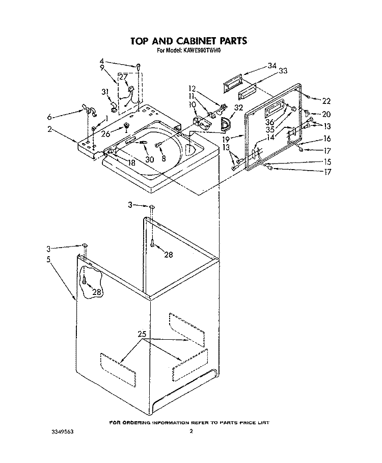 TOP AND CABINET, LIT/OPTIONAL Diagram and Parts List for KAWE900TWH0  KitchenAid Washer