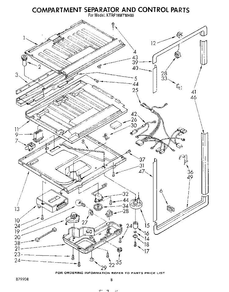 COMPARTMENT SEPARATOR AND CONTROL Diagram and Parts List for KTRF18MTPL00  Whirlpool Refrigerator