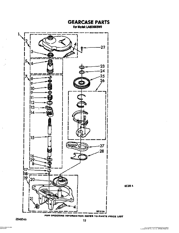 GEARCASE Diagram and Parts List for LA6000XSW0  Whirlpool Washer