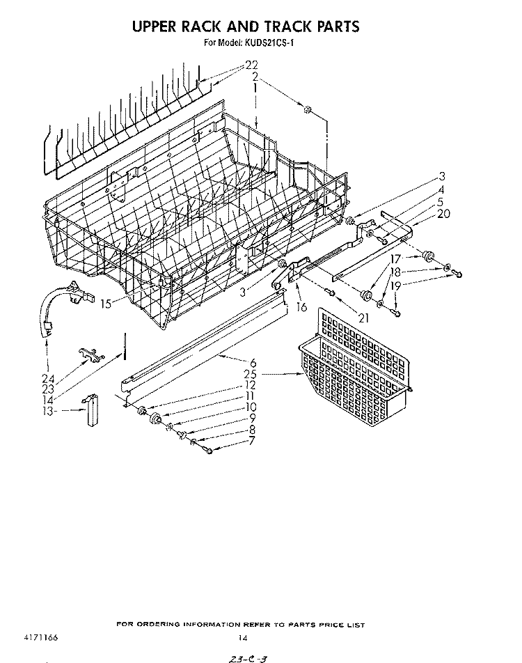 UPPER RACK AND TRACK Diagram and Parts List for KUDC21CS1  KitchenAid Dishwasher