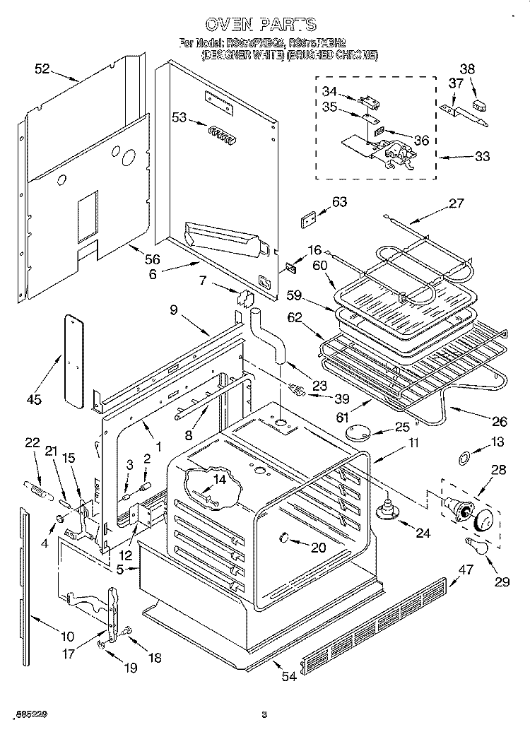 OVEN, LIT/OPTIONAL Diagram and Parts List for RS675PXBQ2  Whirlpool Range