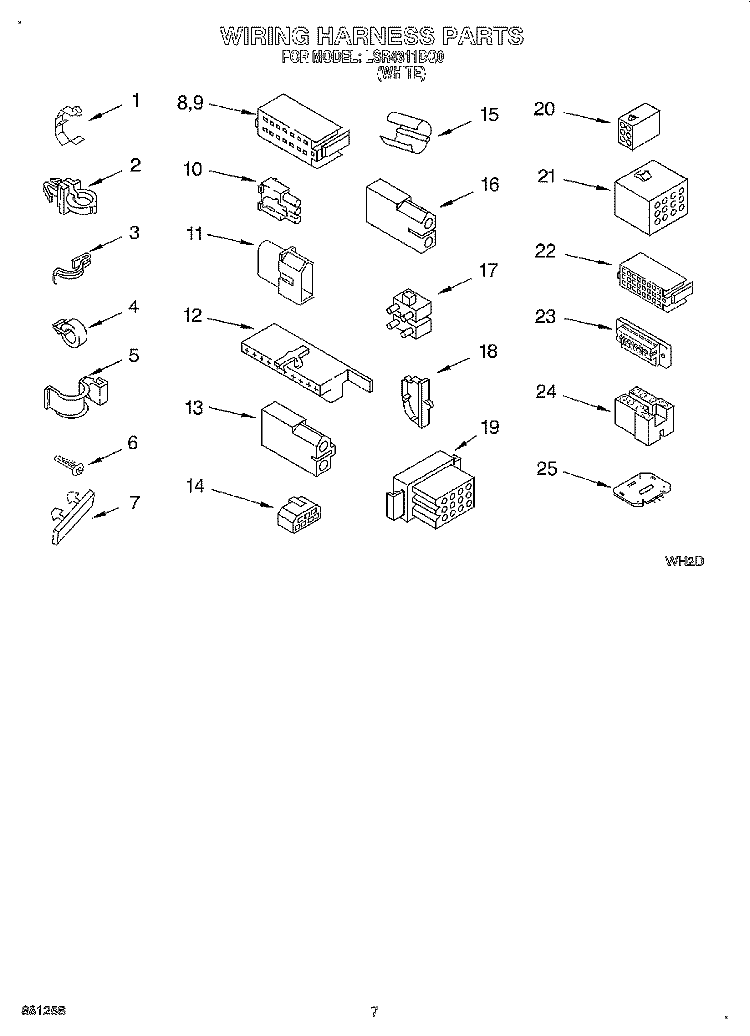 WIRING HARNESS Diagram and Parts List for LSR4311DQ0  Whirlpool Washer