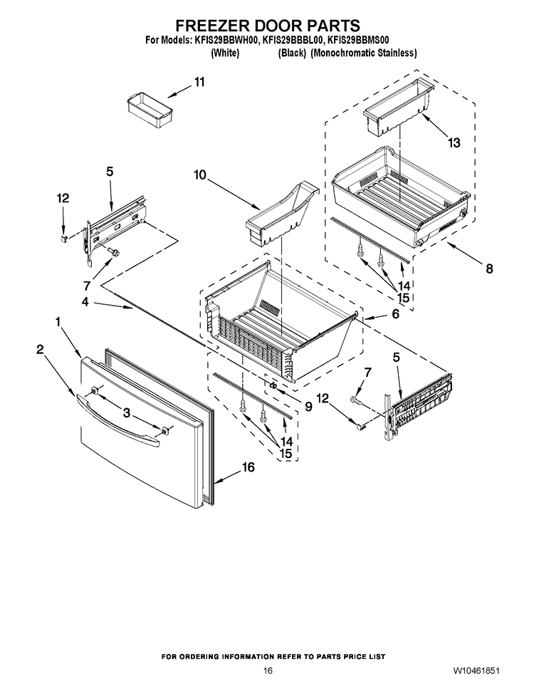 FREEZER DOOR PARTS Diagram and Parts List for KFIS29BBBL00  KitchenAid Refrigerator