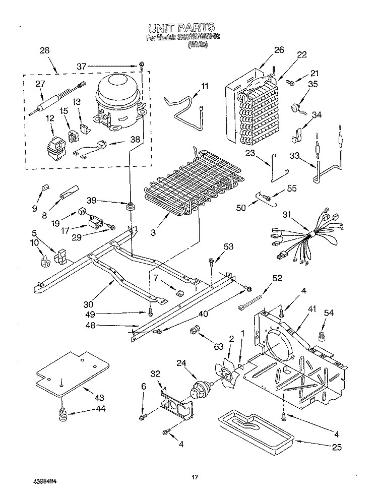 UNIT Diagram and Parts List for 3XKGN7050F02  Whirlpool Refrigerator