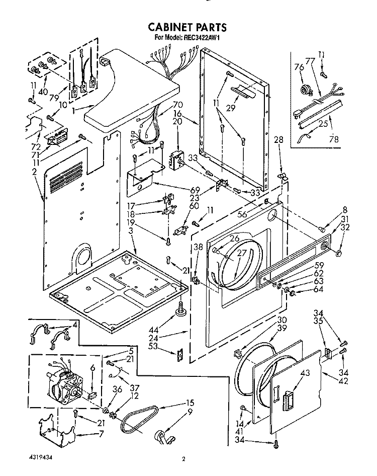 SECTION Diagram and Parts List for REC3422AW1  Roper Dryer