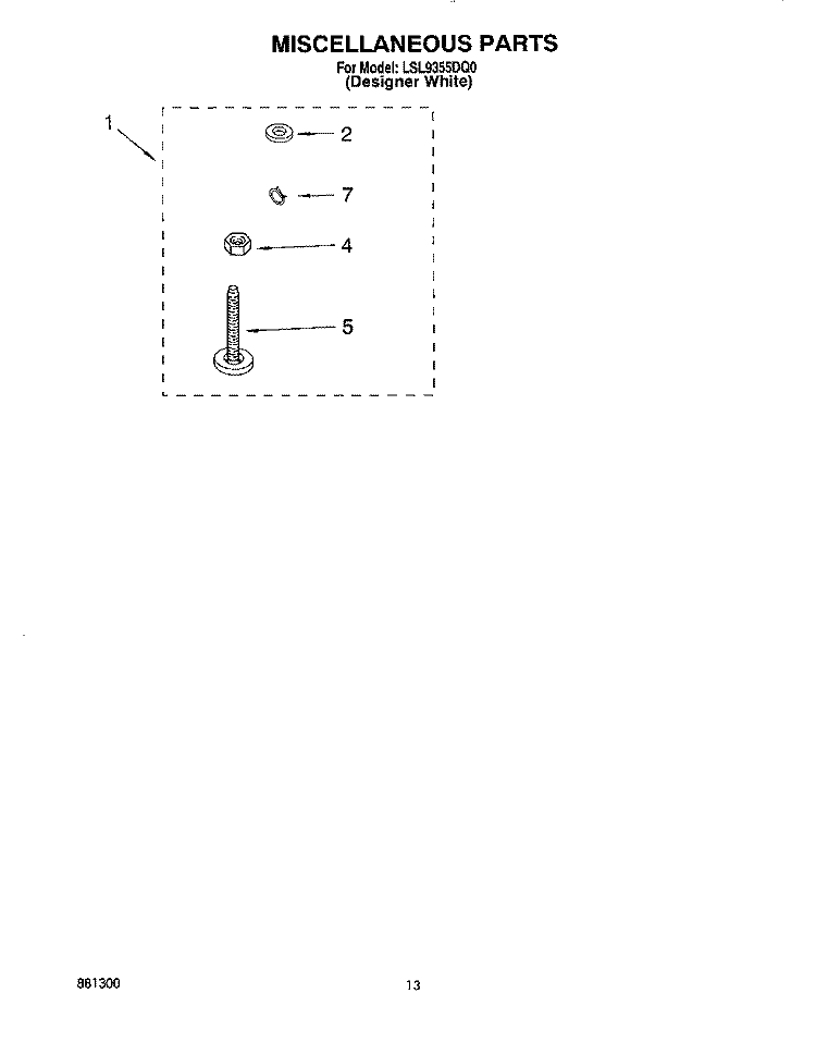 MISCELLANEOUS, LIT/OPTIONAL Diagram and Parts List for LSL9355DQ0  Whirlpool Washer