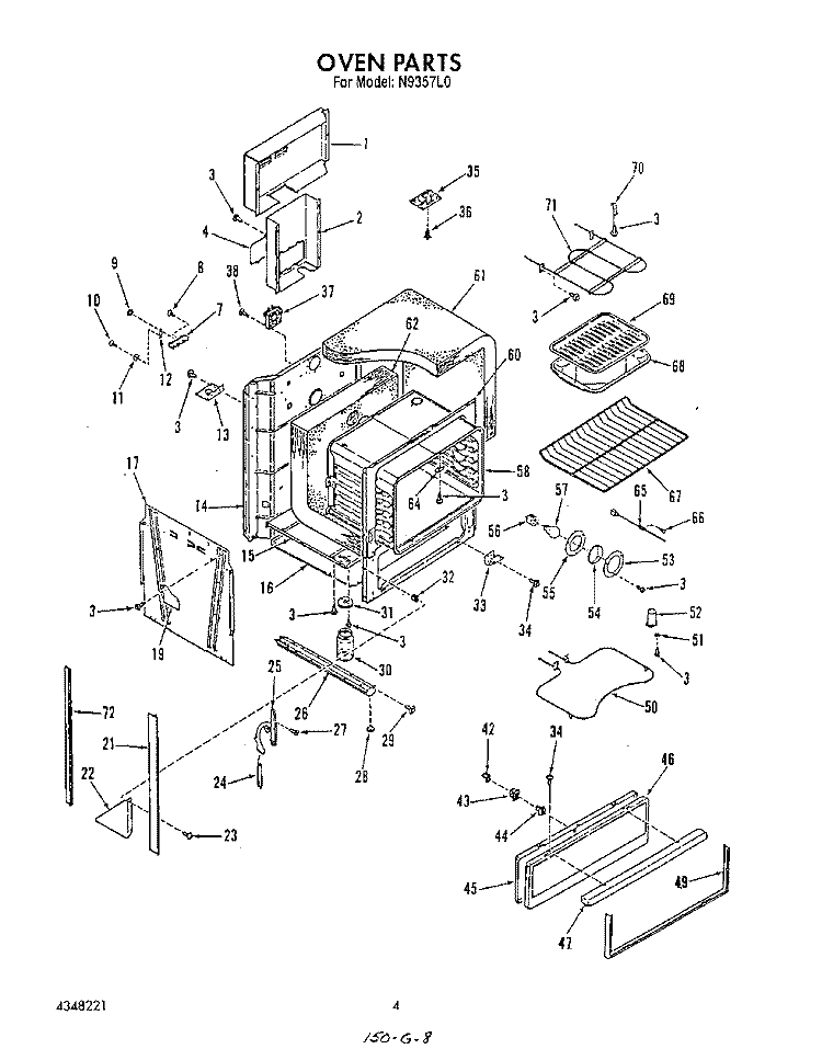 OVEN Diagram and Parts List for N9357L0  Roper Range