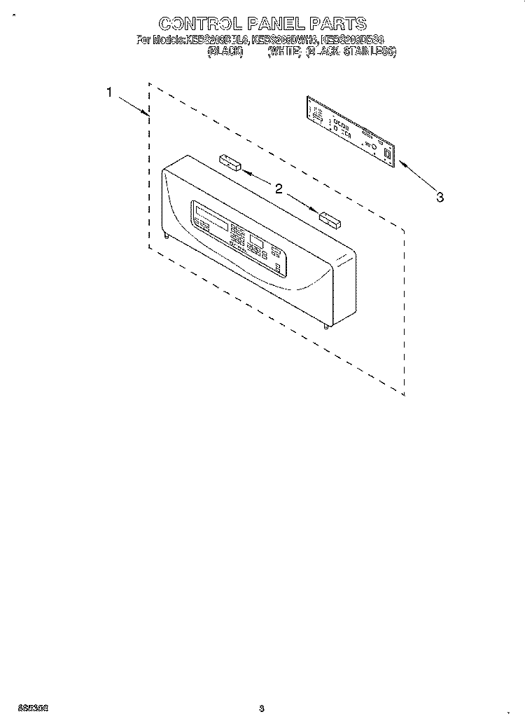 CONTROL PANEL, LITERATURE Diagram and Parts List for KEBS208DBS6  KitchenAid Wall Oven