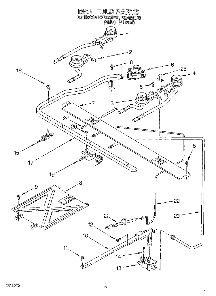 MANIFOLD Diagram and Parts List for FGP320EN0  Roper Range