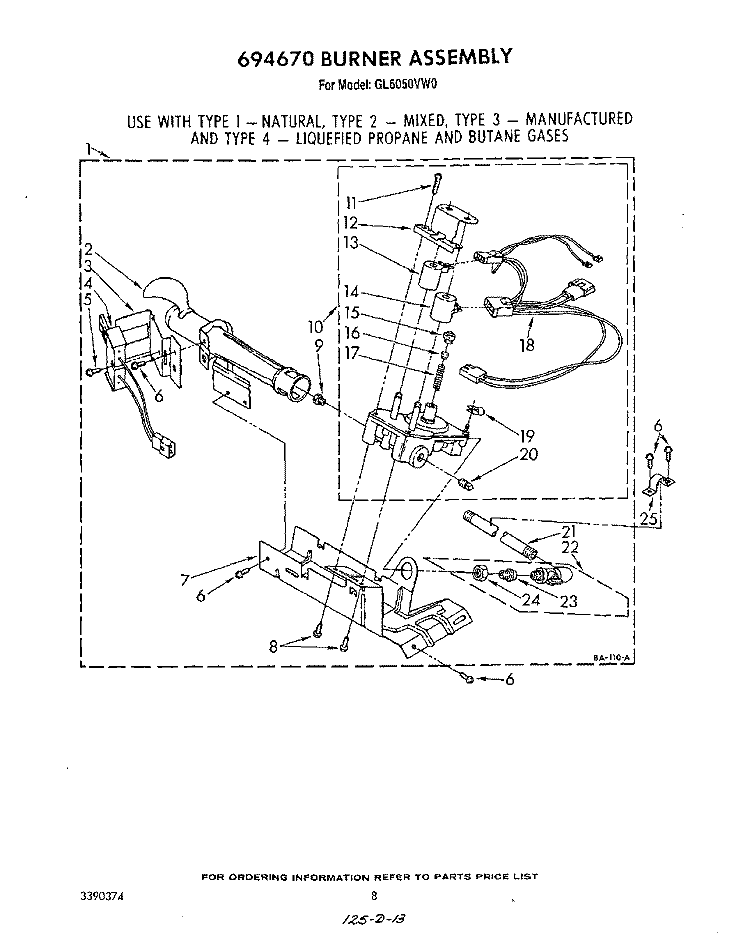 SECTION Diagram and Parts List for GL6050VL0  Roper Dryer