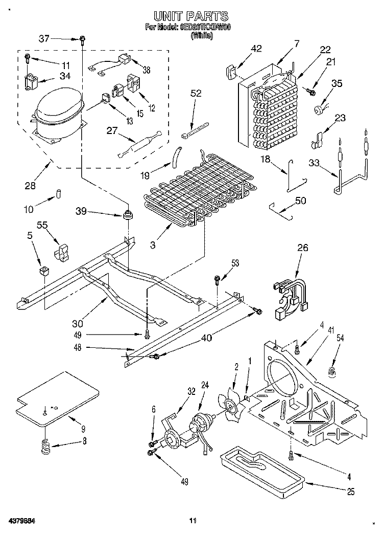 UNIT Diagram and Parts List for 6ED20TKXDW00  Whirlpool Refrigerator