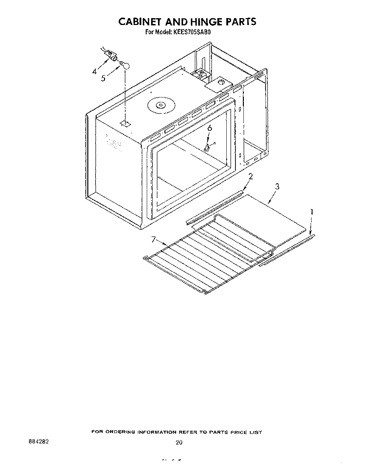 CABINET AND HINGE Diagram and Parts List for KEES705SWB0  KitchenAid Microwave Oven Combo