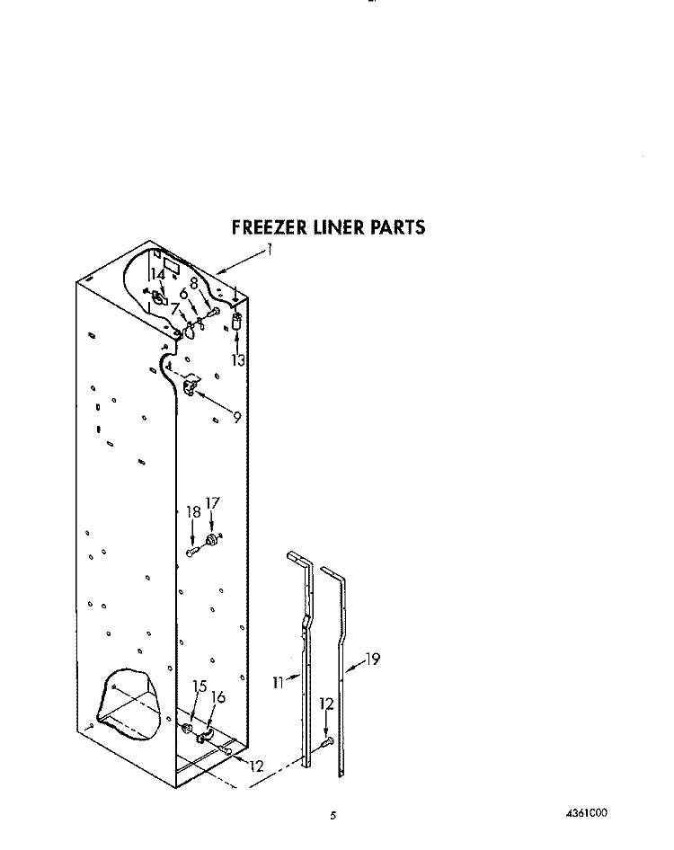 FREEZER LINER Diagram and Parts List for KSSS48DWX01  KitchenAid Refrigerator