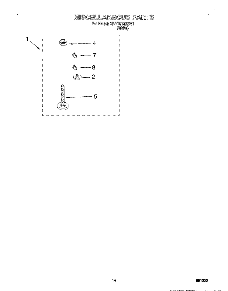 MISCELLANEOUS, LIT/OPTIONAL Diagram and Parts List for 6RAB5132EW1  Whirlpool Washer
