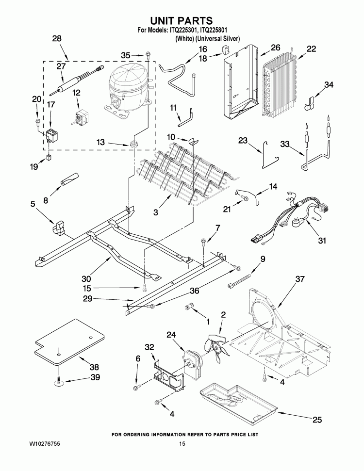UNIT PARTS Diagram and Parts List for ITQ225301  Inglis Refrigerator
