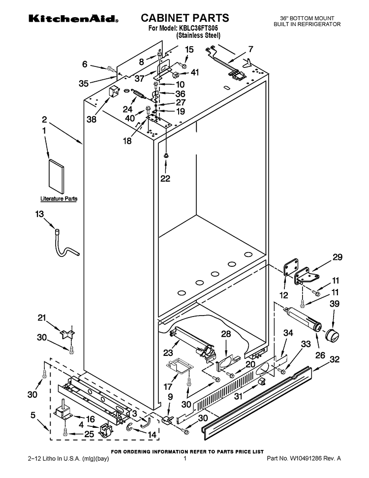 CABINET PARTS Diagram and Parts List for KBLC36FTS05  KitchenAid Refrigerator