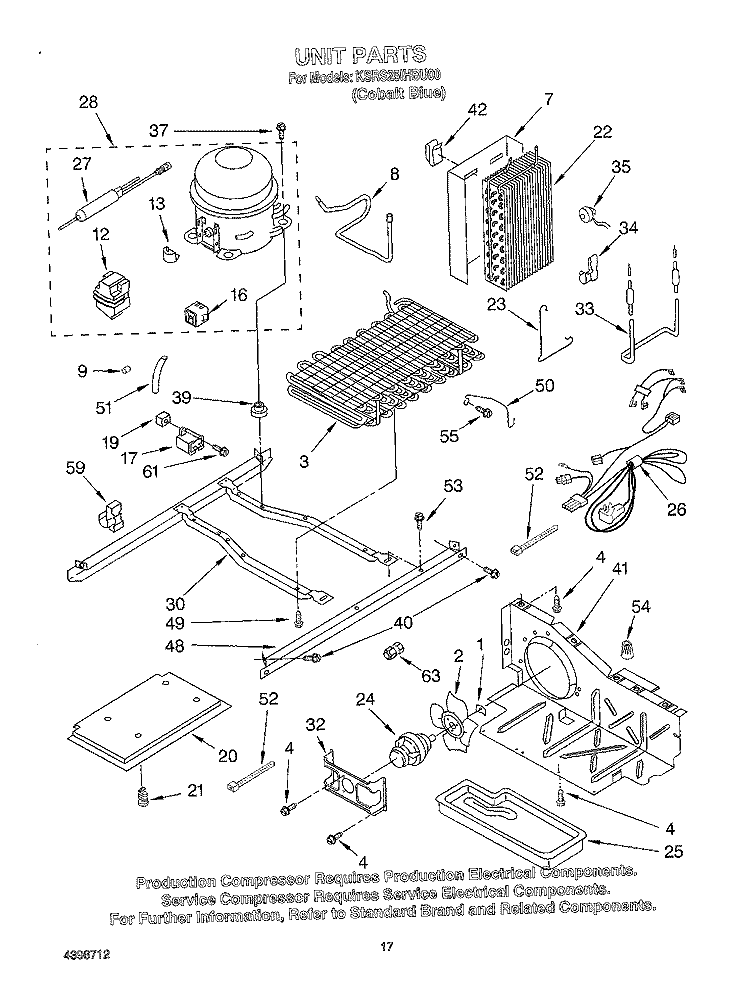 UNIT Diagram and Parts List for KSRS25IHBU00  KitchenAid Refrigerator
