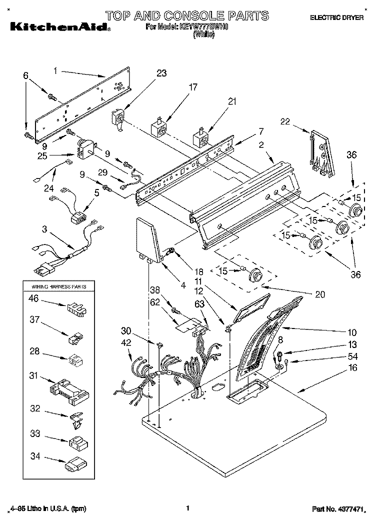 SECTION Diagram and Parts List for KEYW777BWH0  KitchenAid Dryer