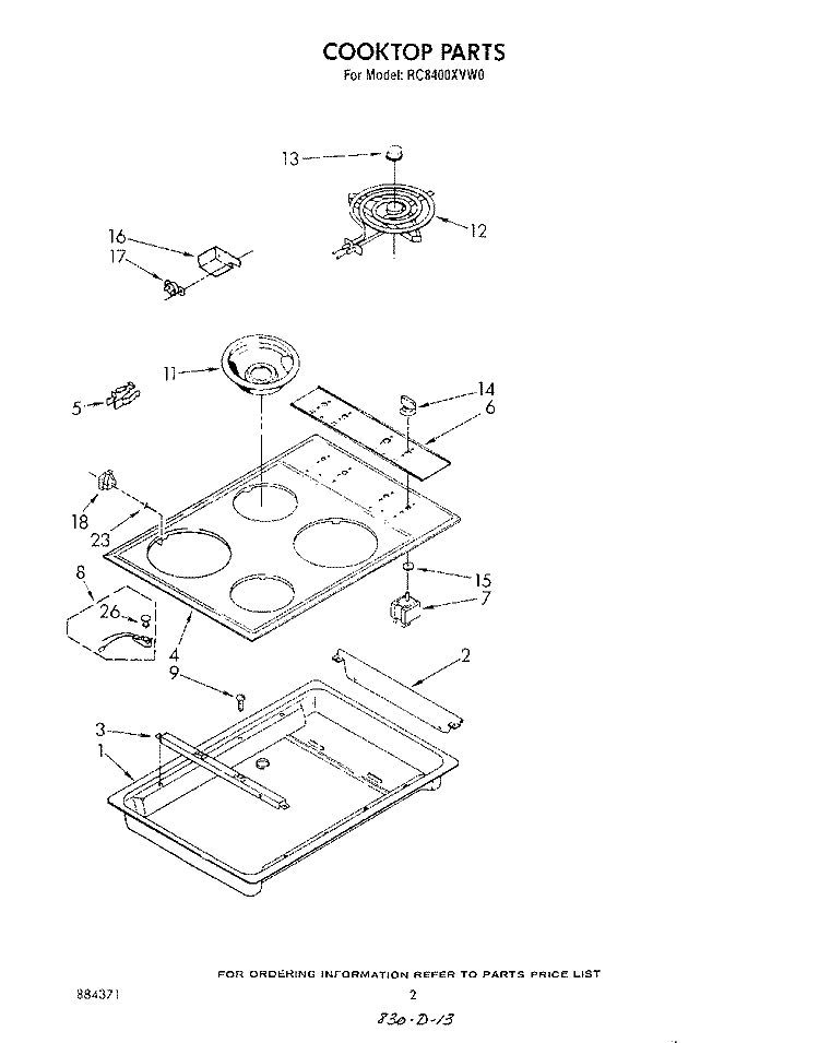 SECTION Diagram and Parts List for RC8400XVH0  Whirlpool Cooktop