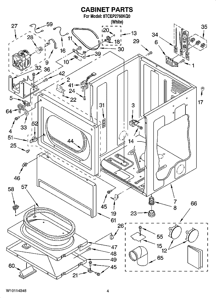 CABINET PARTS Diagram and Parts List for 8TCEP2760KQ0  Whirlpool Dryer