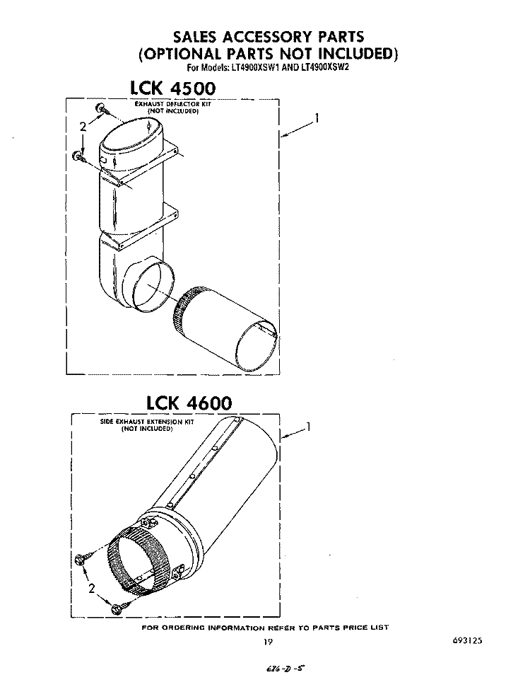 LCK4500 , LCK4600 Diagram and Parts List for LT4900XSW1  Whirlpool Washer Dryer Combo