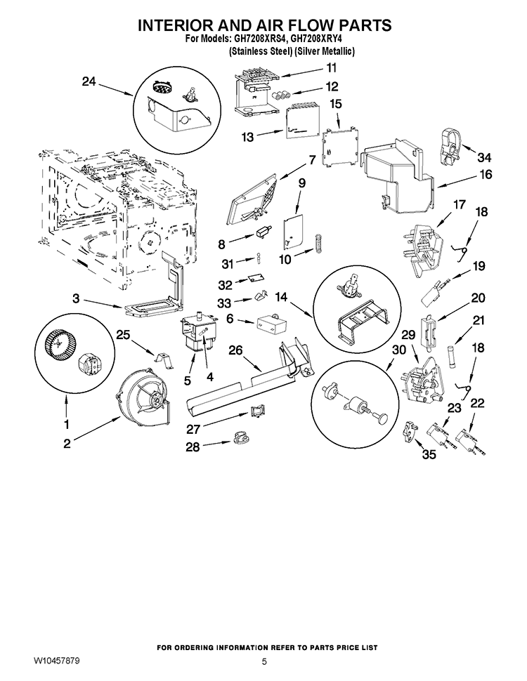 INTERIOR AND AIR FLOW PARTS Diagram and Parts List for GH7208XRY4  Whirlpool Microwave