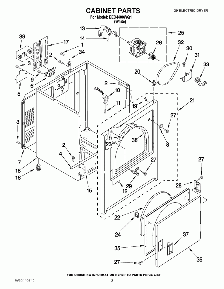 CABINET PARTS Diagram and Parts List for EED4400WQ1  Estate Dryer