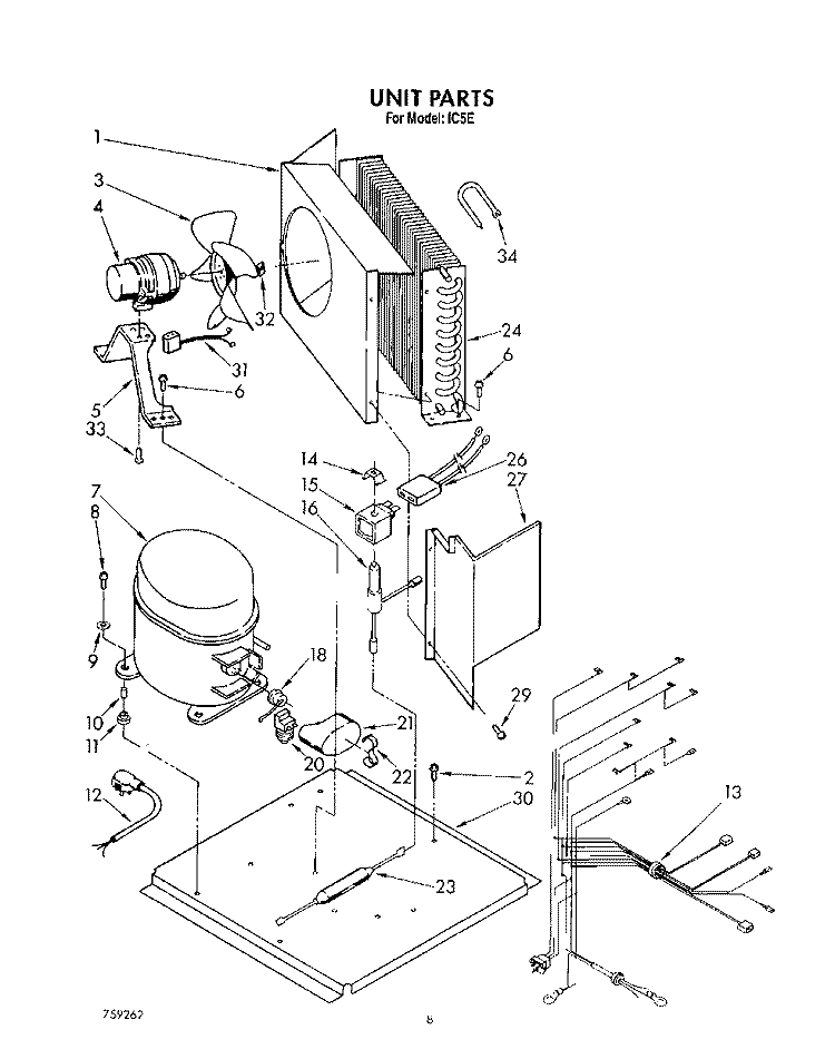 UNIT Diagram and Parts List for IC5E  Whirlpool Ice Maker